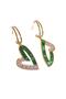 Asymmetrical Heart Earrings with Green Baguette Embellished - 4