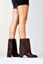 Ellas Burgundy Skin Women's Thick Heeled Boots - 7