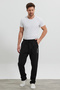 Darkness Men's Baggy 3 Thread Raster Printed Loose Fit Straight Leg Black Sweatpants Rf0495 - 5