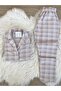 Pink Plaid Print Front Button Fleece Pajamas Set