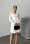 Women's Dress Mini Stylish Long Sleeve Belted Double Breasted Collar Pleated Jacket Dress - 2