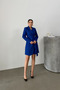 Women's Dress Mini Stylish Long Sleeve Belted Double Breasted Collar Pleated Jacket Dress - 4