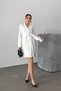Women's Dress Mini Stylish Long Sleeve Belted Double Breasted Collar Pleated Jacket Dress - 5