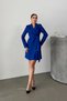 Women's Dress Mini Stylish Long Sleeve Belted Double Breasted Collar Pleated Jacket Dress - 7