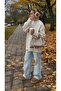 Women's Hair Knit Patterned Oversize Long Sleeve Knitwear Sweater - 4