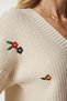 Cream Colorful Floral Embroidery Cardigan with Buttons, Lkg0006 - 6