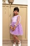 Lilac Flower Detailed Three Quarter Sleeve Baby Girl Dress - 4