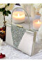 Silver Gray Satin Silver Stone Metal Handle Evening Bag Evening Bag