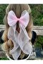 Women - Girls Long Organza Tulle Tail Bow Buckle Automatic Latch - 2