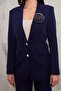 Rose Brooch 2 Button Set Navy Blue - 4