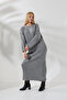 Round Crew Neck Ribbed Long Sleeve Oversize Ankle Length Basic Seasonal Knitwear Dress - 4