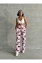 Women's Pink Camouflage Wide Leg Ripped Detailed Raised Tracksuit - 4