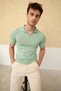 Men's Ribbed Polo Collar Knitwear T-Shirt - 6