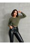 Women's Khaki Crew Neck Knot Detail Camisole Blouse