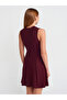91293 Flounced Sleeveless Mini Dress-Burgundy - 3