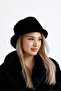 Black Vegan Fur Plush Winter Women's Bucket Hat - 5