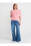 10673 Crew Neck Bow Detail Short Sleeve Knitwear Sweater-Pink - 3