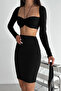 Women's Black Pencil Skirt - 3