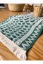 Organic Cotton Lace Runner with Patterned Rug Mari̇ka 150X35 (Green Ecru)