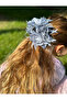 Luxury Fashion Trend Large Satin Artificial Rose Flower Hairpin Clip Buckle Gray Silver - 3
