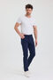 Men's Navy Blue Slim Fit Flexible Gabardine Trousers - 4