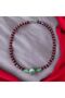 Red Crystal Necklace with Green Natural Stone Handmade Bijouterie Gift Women's Accessory - 2