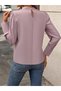 Women's Long Sleeve Turtleneck Front Stitching Woven Blouse - 3