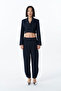 Pleat Detailed Jogger Trousers Navy Blue - 2