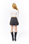 Ecru Color - Crew Neck Long Sleeve Crop T-Shirt - 5