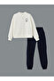 Lcw Kids Ecru Crew Neck Girls' Thick Tracksuit Set - 2
