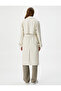 Faux Leather Trench Coat Midi Length with Belt Detail and Pockets - 4