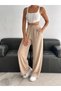 Wide Leg Buttoned Palazzo Pants with Elastic Waist - 3