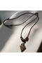 Adjustable Cotton Rope Necklace with Spearhead Zamak Metal Figure - 4
