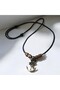Zamak Metal Adjustable Cotton Rope Necklace with Rudder and Anchor Figures - 3