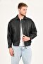 Beirut Men's Genuine Leather Oversize Leather Coat Black - 2