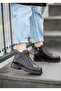 (Velma) Real Leather Brown Lace-Up Zip Inside Orthopedic Rubber Non-Slip Sole Ankle Boots