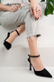 Women's Suede Black Strappy Heeled Shoes