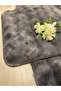 Bubble Rabbit Hair, Non-Slip Base, Fluffy, Ultra Luxury, Washable 2-Piece Bath Mat Anthracite - 2