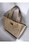 Large Size Waxed Canvas Mink Color Shoulder Bag with Zipper