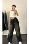 Baggy Jeans Buckle Detailed Navy Coffee Tint Chemical Super High Waist Lycra Free - 2