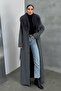 Detachable Fur Men's Collar Waist Belted Coat Dark Gray 3015-Y