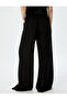 Linen Blended Wide Leg Baggy Fabric Trousers with Pockets - 4