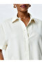 Viscose Linen Blend Short Sleeve Crop Shirt - 5
