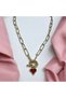Red Heart Stone Design Paperclip Necklace - 3