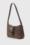 Women's Suede Dark Brown Buckle Shoulder Bag 268