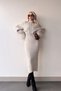 Women's Ecru High-Top Knit Motif Crop Sweater and Knitwear Dress Suit Bc 231004