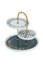 Al Saif Gallery porcelain cake stand, round, 3 levels - green