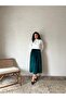 Green Velvet Flared Skirt - 2