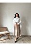 Beige Velvet Flared Skirt - 3