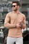 Biscuit Zippered Men's Knitwear Sweater 6824 - 2